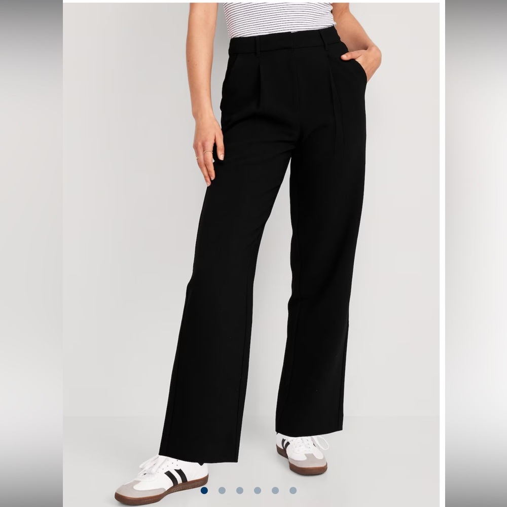 Old Navy Taylor Wide Leg Trouser Elastic Waistband Belt Loops Loose Leg Size M